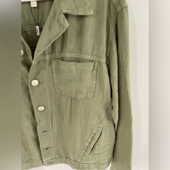 L'AGENCE Celine Slim Linen Utility Jacket - Sage Green - XXL - Picture 11 of 15